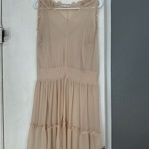 Maurices Beige Sleeveless Midi Dress